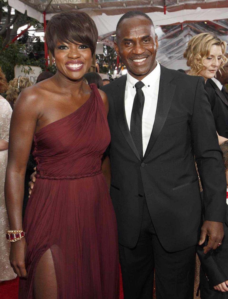 Viola Davis and husband Julius Tennon arrive at the 69th Annual Golden Globe Awards held at the Beverly Hilton Hotel on January 15, 2012
