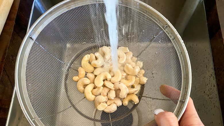 cashews in colander