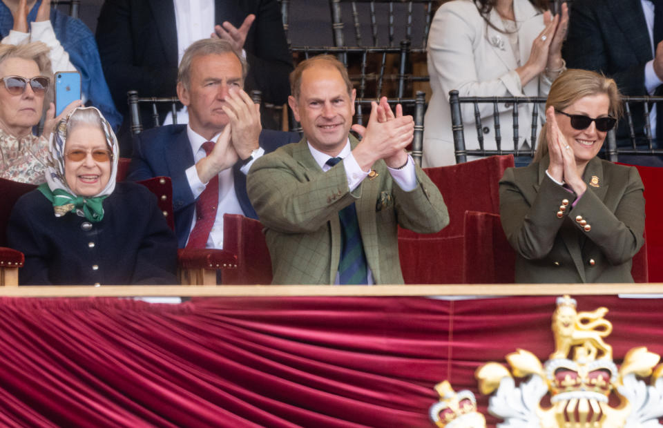 Queen Elizabeth II, Prince Edward, Earl of Wessex, Sophie, Countess of Wessex attend The Royal Windsor Horse Show at Home Park on May 13, 2022 in Windsor, England. The Royal Windsor Horse Show, which is said to be the Queen’s favourite annual event, takes place as Her Majesty celebrates 70 years of service. 