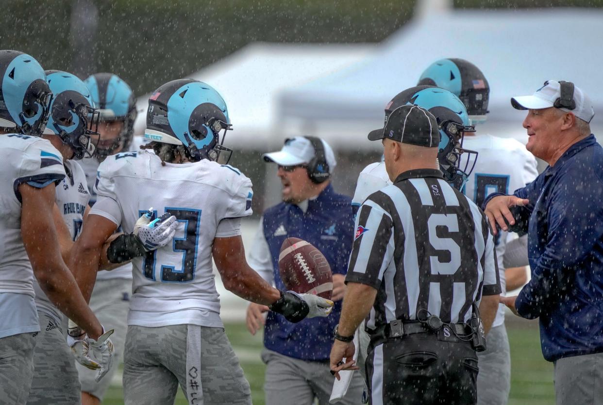 URI football coach Jim Fleming, shown during a game last season, will have a decision to make this fall: Who will start at quarterback for the Rams?