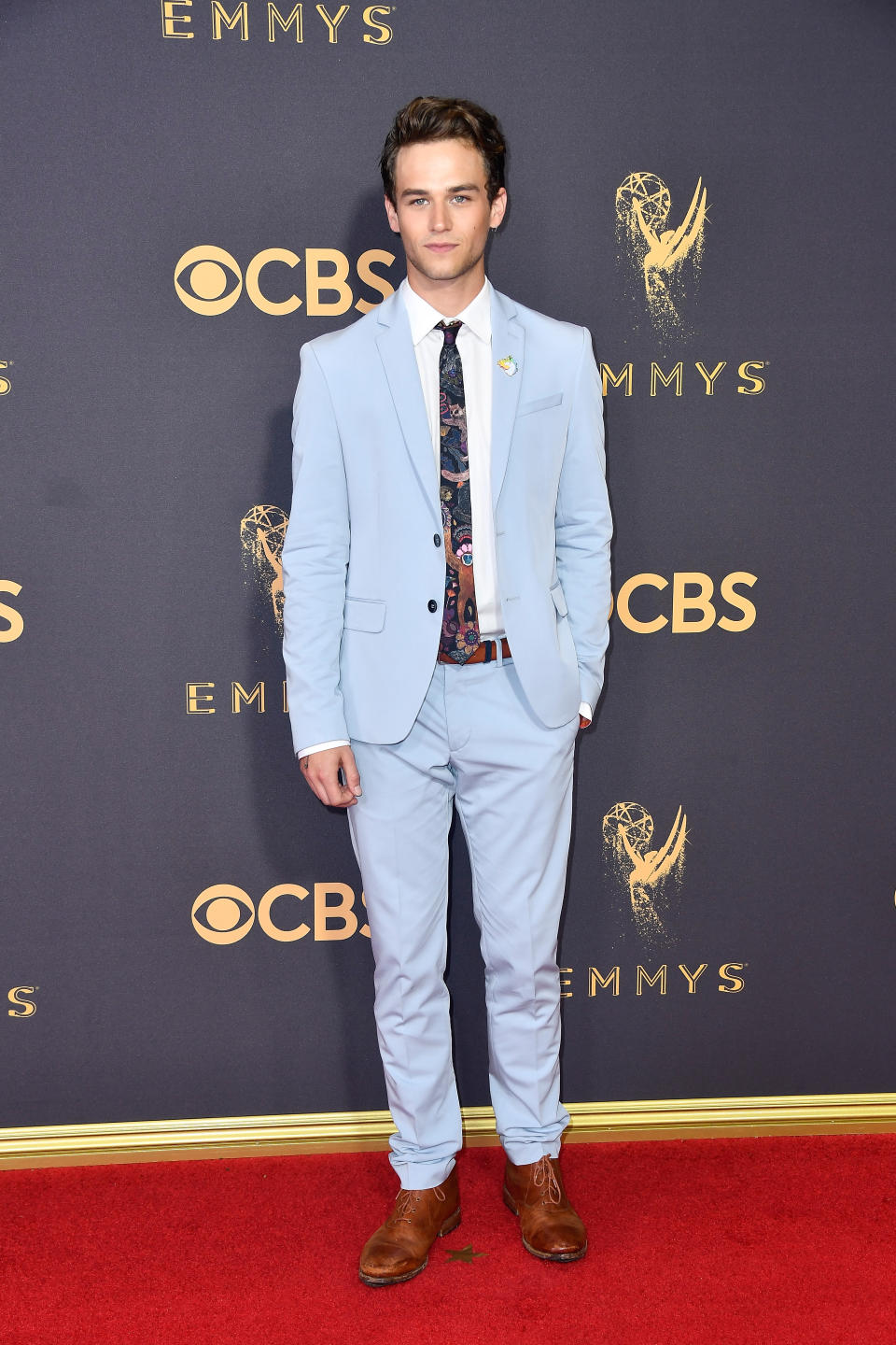 <p>Brandon Flynn attends the 69th Primetime Emmy Awards at the Microsoft Theater on Sept. 17, 2017, in Los Angeles. (Photo: Getty Images) </p>