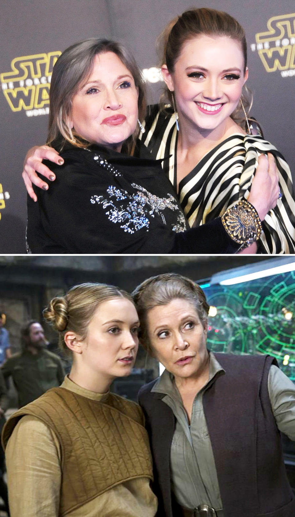 While promoting Star Wars: The Last Jedi in late 2017, exactly a year after Carrie Fisher died, Billie revealed that she and her mother attempted to sneak into a showing of The Force Awakens on opening weekend, but it didn't go according to plan. Billie hilariously said there was 