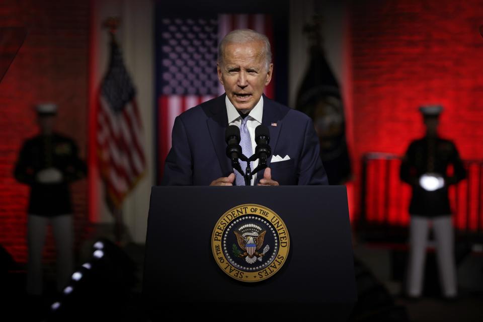 President Joe Biden delivered a primetime speech Thursday night from Independence Hall in Philadelphia, Pennsylvania.