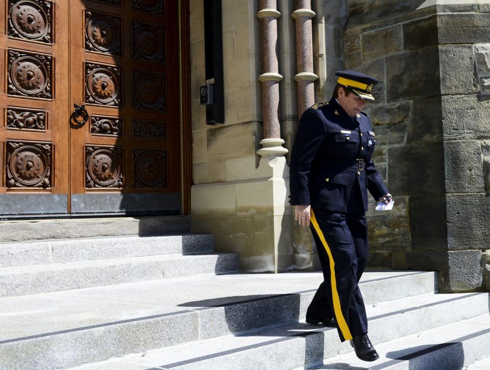 <span class="caption">RCMP Commissioner Brenda Lucki leaves Parliament Hill in Ottawa on April 20, 2020, following a press conference regarding the mass shooting in Nova Scotia. </span> <span class="attribution"><span class="source">THE CANADIAN PRESS/Sean Kilpatrick</span></span>