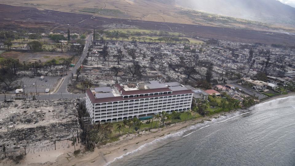 Wildfire devastation is seen Thursday, Aug. 10, 2023, in Lahaina, Hawaii. The search of the wildfire wreckage on the Hawaiian island of Maui on Thursday revealed a wasteland of burned out homes and obliterated communities. | Rick Bowmer, Associated Press