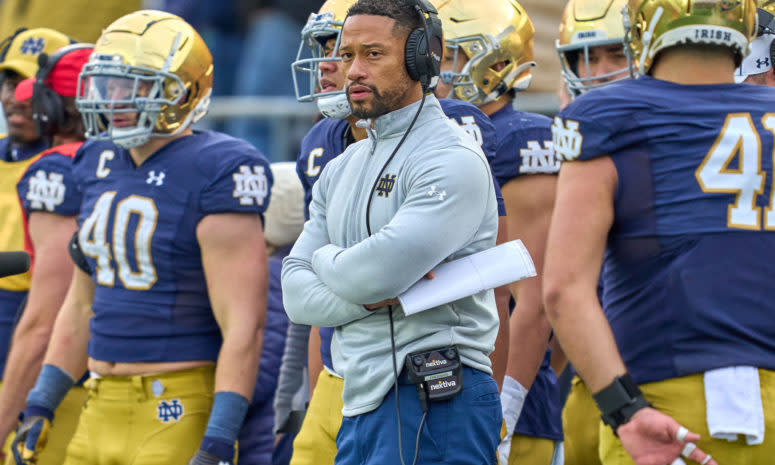 Marcus Freeman on the sidelines.