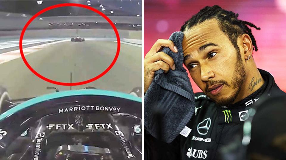 Lewis Hamilton (pictured right) after the race and (pictured left) chasing Max Verstappen.