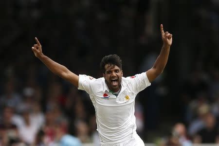 Britain Cricket - England v Pakistan - First Test - Lord?s - 17/7/16 Pakistan's Rahat Ali celebrates the wicket of England's Joe Root Action Images via Reuters / Andrew Boyers Livepic