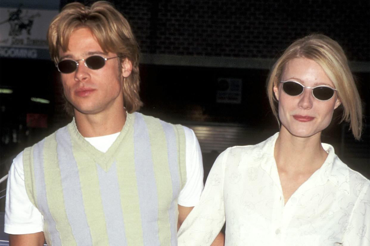 Brad Pitt and actress Gwyneth Paltrow attend "The Pallbearer" New York City Premiere on April 28, 1996 at the Tribeca Film Center in New York City