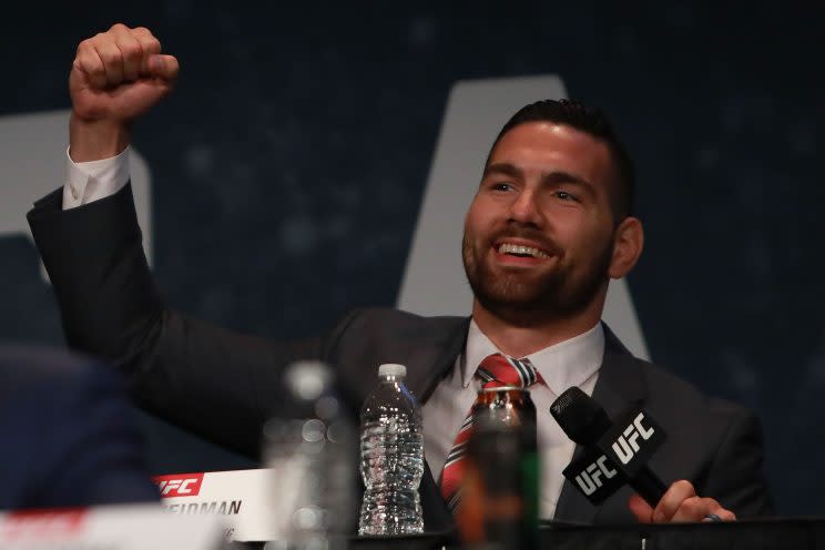 Former middleweight champion Chris Weidman will become the No. 1 contender for the belt if he defeats Yoel Romero on Saturday at UFC 205. (Getty Images)