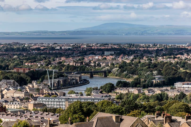 Stunning view out across Lancaster towards the Lake District from Ashton Memorial