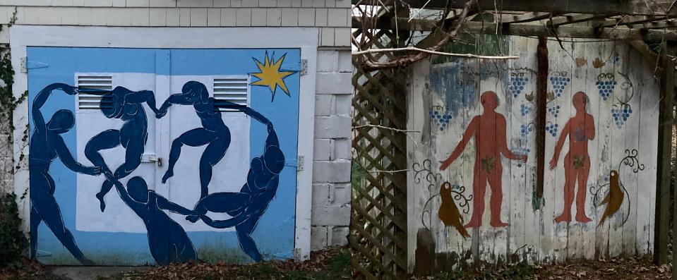 A composite image of two awesome works of art along Fisher Road in Truro.
