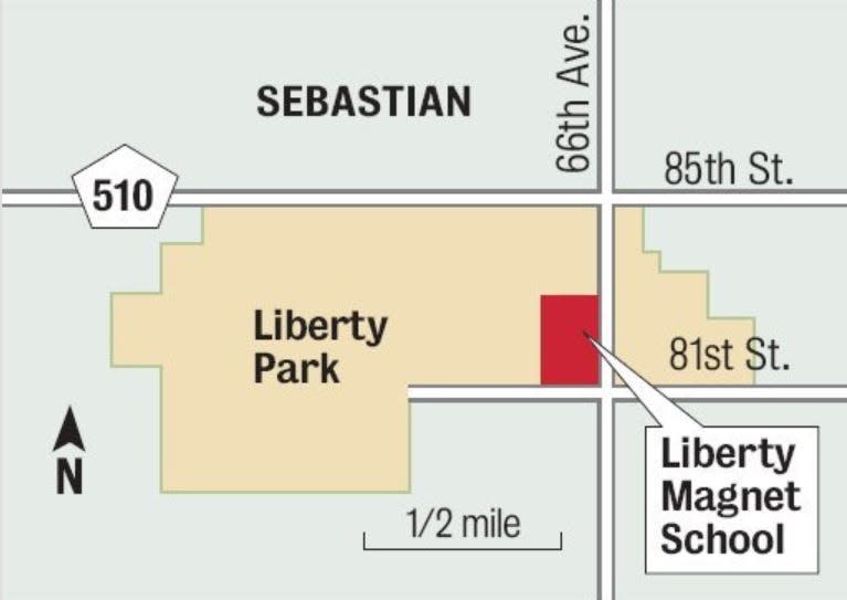 Location of Liberty Magnet School and Liberty Park.