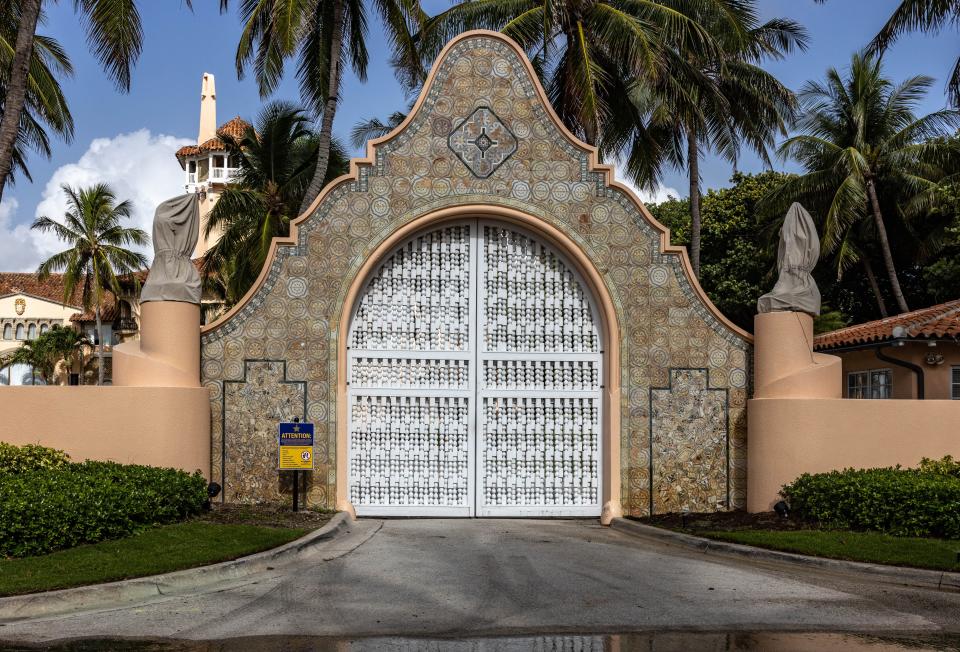 Mar-a-Lago's main gate along S. County Rd. in Palm beach is closed around 10 a.m. August 10, 2022.