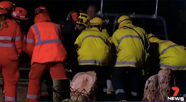 An emergency rescue team worked to rescue Riley. Source: 7 News