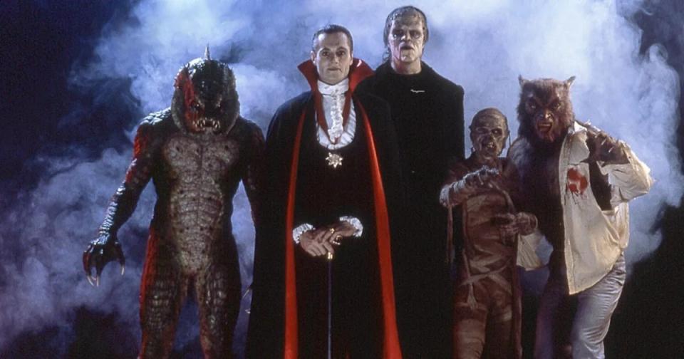 The Monster Squad monsters, including the Gill Man, Dracula, Frankenstein, the Mummy, and the Wolfman. 