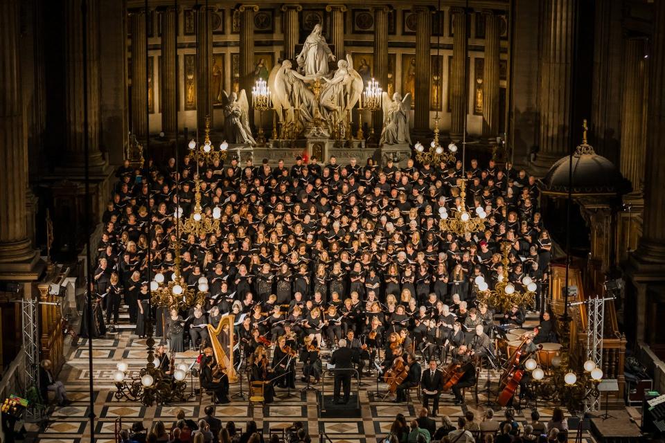 The 350-voice Paris Choral Festival Choir included members of the Christ Presbyterian Church Chancel Choir