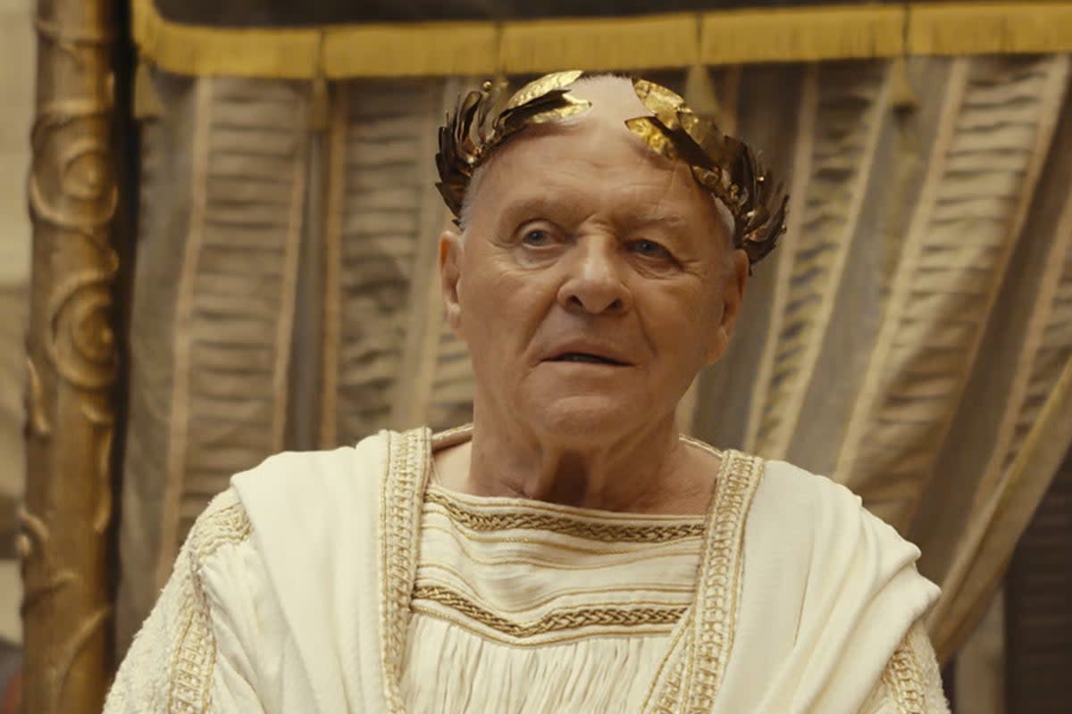 Anthony Hopkins plays Emperor Vespasian in Roland Emmerich’s ‘Those About to Die’ (PEACOCK)