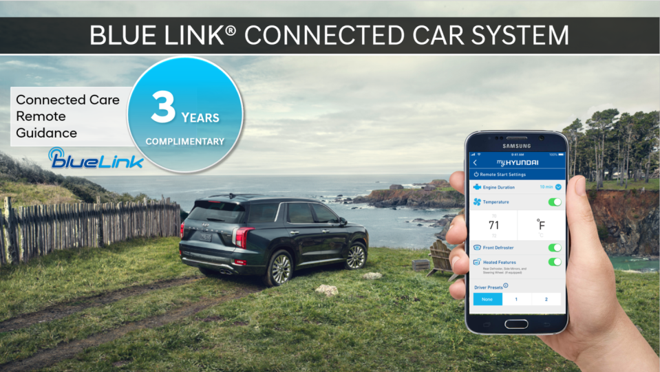 <p>Hyundai's Blue Link telematics system—which enables remote communication with the car, calls for help in the event of an accident, and navigation help—is accompanied by a smartphone app and is available on most of the brand's models. The Palisade's version of Blue Link, however, gets an extra feature: Driver Presets. If you plan to share the vehicle with a spouse, roomate, or friend, up to two drivers can set their seat and mirror positions to a memory function that also can remember their air-conditioning settings—the kicker is that, unlike traditional memory seat and mirror functions, and each user can switch the car to those settings as they're approaching the vehicle using their phone, without needing to remember which memory button corresponds to their preferences. Sweet.</p>