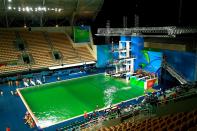 <p>General view of the diving pool at Maria Lenk Aquatics Centre on Day 4 of the Rio 2016 Olympic Games at Maria Lenk Aquatics Centre on August 9, 2016 in Rio de Janeiro, Brazil. (Photo by Adam Pretty/Getty Images) </p>