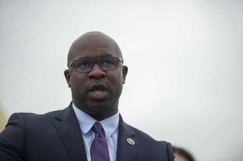 Democratic Rep. Jamaal Bowman said Wednesday he was responsible for pulling a fire alarm in a congressional office building during a key House vote in late September and plans to pay a fine in court. In 2022, Bowman, of New York, spoke during a press conference outside the U.S. Capitol about helping alleviate the global and domestic food crisis. Photo by Bonnie Cash/UPI