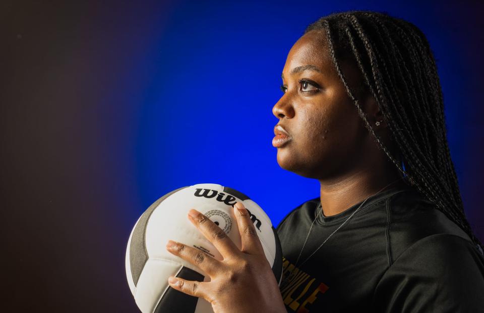 Pflugerville volleyball player Ava Roberts is a third-degree black belt in taekwondo. Although she has not chosen a college, she plans to major in biomedical engineering. And when it comes to school rivalries, she considers Hendrickson her team's No. 1 foe.
