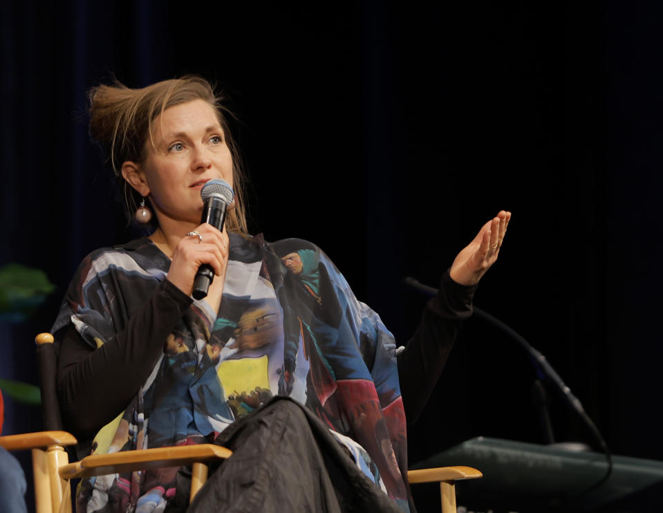 SANTA BARBARA, CALIFORNIA - FEBRUARY 11: Holly Waddington speaks at the Variety Artisans Awards during the 39th Annual Santa Barbara International Film Festival on February 11, 2024 in Santa Barbara, California. (Photo by Tibrina Hobson/Getty Images for SBIFF)