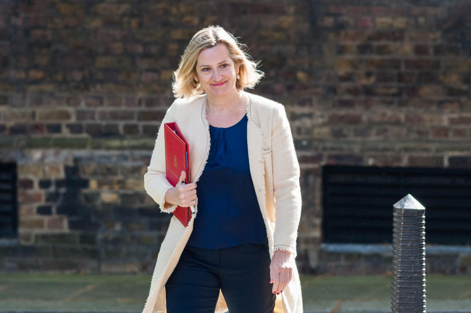 LONDON, UNITED KINGDOM - JUNE 18: Secretary of State for Work and Pensions Amber Rudd arrives for the weekly Cabinet meeting at 10 Downing Street on 18 June, 2019 in London, England. (Photo credit should read Wiktor Szymanowicz / Barcroft Media via Getty Images)