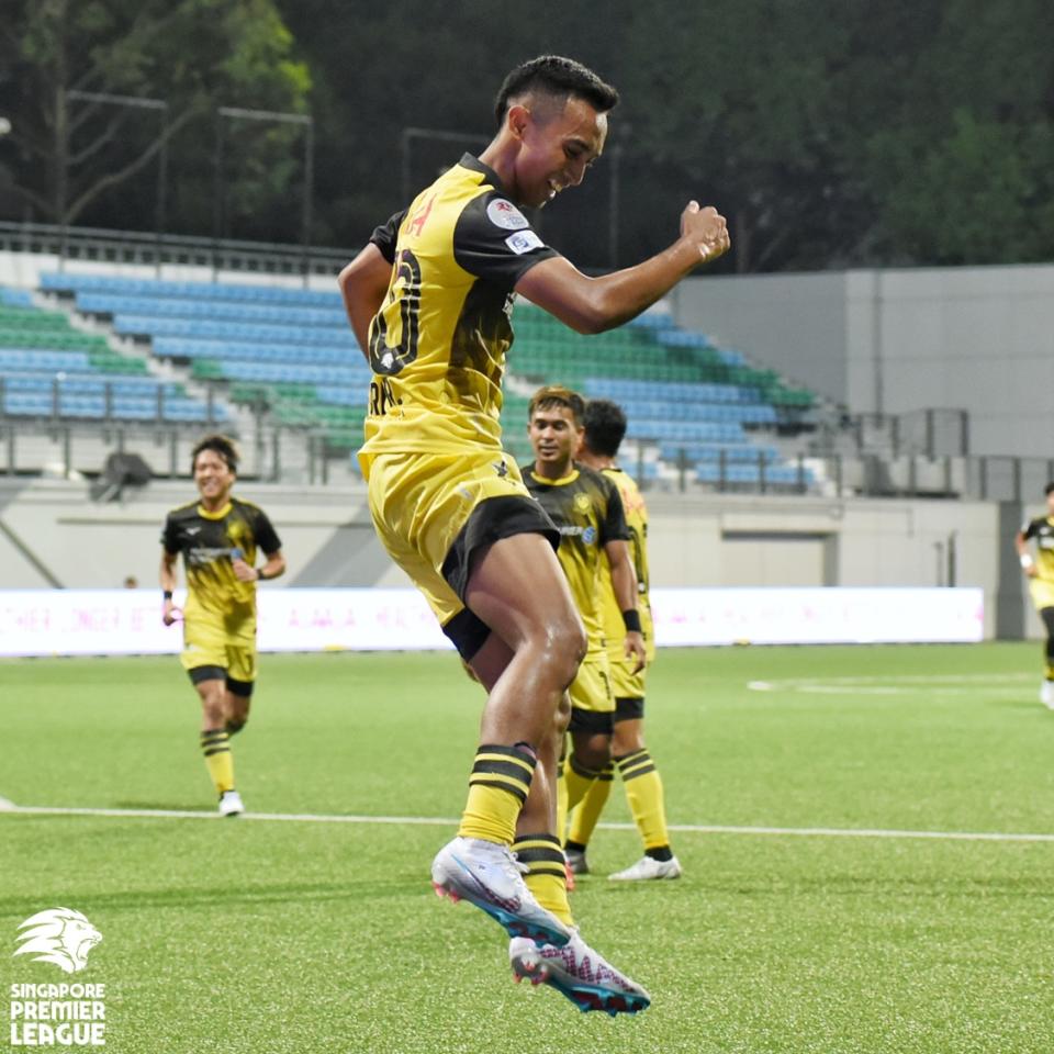 Tampines Rovers' Faris Ramli celebrates scoring in his third consecutive Singapore Premier League match, after netting against the Young Lions. (PHOTO: SPL)