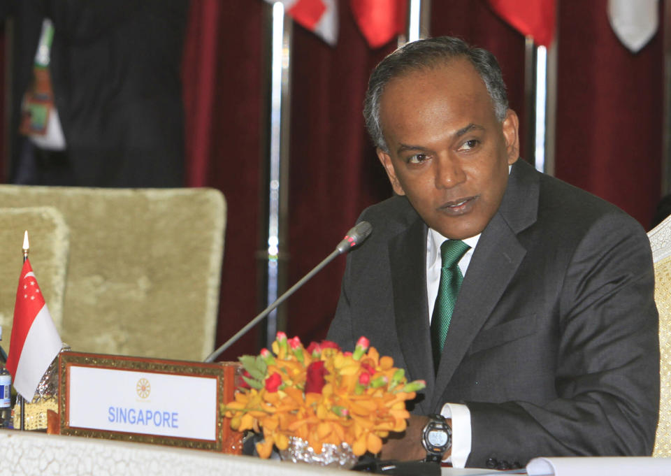 Singapore's Law and Home Affairs Minister K. Shanmugam. (PHOTO: AP/Heng Sinith)