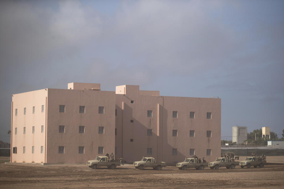 U.S and Moroccan special forces take part in a drill as part of the African Lion military exercise, in Tafraout base, near Agadir, Morocco, Monday, June 14, 2021. With more than 7,000 participants from nine nations and NATO, African Lion is U.S. Africa Command's largest exercise. (AP Photo/Mosa'ab Elshamy)