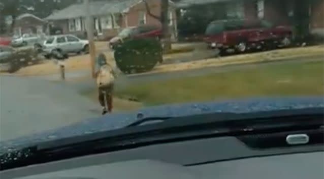 The boy's father made him run to school as punishment. Source: Facebook/ Bryan Thornhill