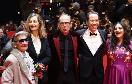 Cast members (L-R) Bim Bam Merstein, Cecile de France, director Etienne Comar, Reda Kateb and Beata Palya arrive on the red carpet for the screening of the movie 'Django', during the opening gala of the 67th Berlinale International Film Festival in Berlin, Germany February 9, 2017 REUTERS/Fabrizio Bensch