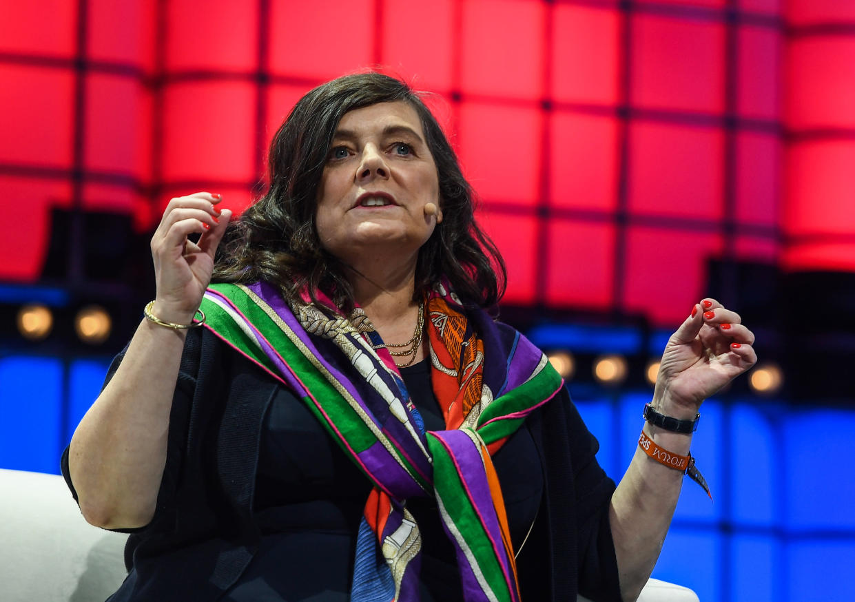 LISBON , PORTUGAL - 7 November 2019; Anne Boden, CEO, Starling Bank, on Centre stage during the final day of Web Summit 2019 at the Altice Arena in Lisbon, Portugal. (Photo By Harry Murphy/Sportsfile for Web Summit via Getty Images)