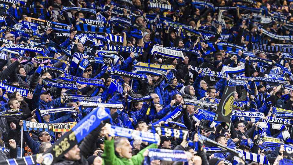 Atalanta supporters, pictured here during the UEFA Champions League round of 16 clash against Valencia.