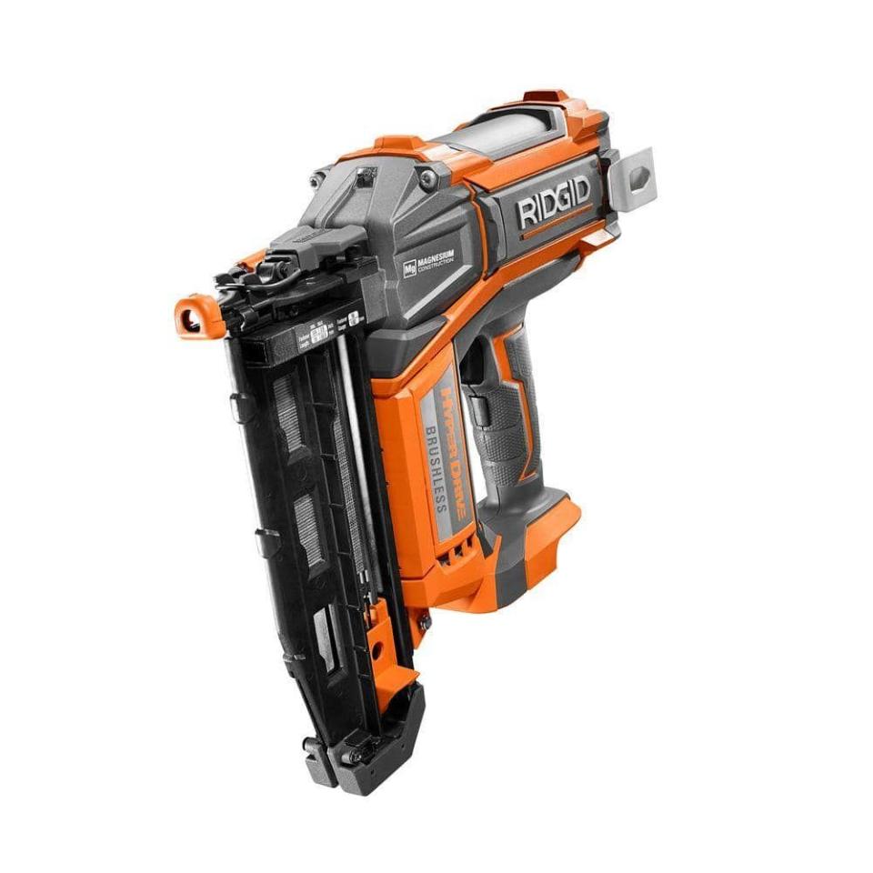 <p><a href="https://go.redirectingat.com?id=74968X1596630&url=https%3A%2F%2Fwww.homedepot.com%2Fp%2FRIDGID-18V-Brushless-Cordless-HYPERDRIVE-16-Gauge-2-1-2-in-Straight-Finish-Nailer-Tool-Only-Belt-Clip-Bag-Sample-Nails-R09892B%2F205929974&sref=https%3A%2F%2Fwww.popularmechanics.com%2Fhome%2Ftools%2Fa23832105%2Fbest-cordless-nail-guns%2F" rel="nofollow noopener" target="_blank" data-ylk="slk:Shop Now;elm:context_link;itc:0;sec:content-canvas" class="link ">Shop Now</a></p><p>18-Volt Brushless 16-Gauge Cordless Straight Nailer</p><p>homedepot.com</p><p>$259.00</p>