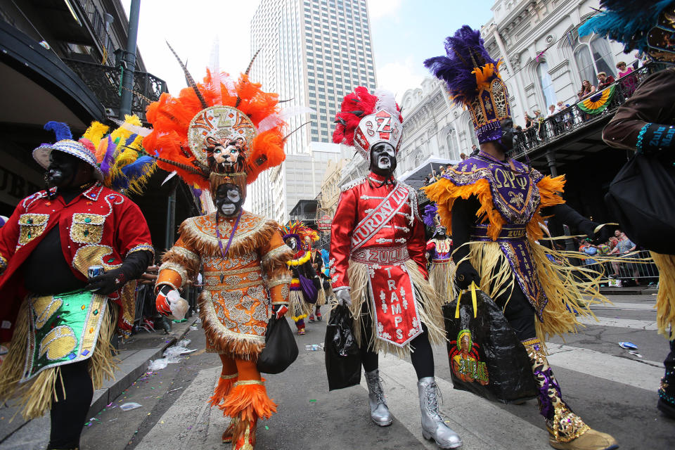 <p>Marchers with the Krewe of Zulu walk through New Orleans, Louisiana on February 28, 2017. New Orleans is celebrating Fat Tuesday, the last day of Mardi Gras. (Dan Anderson/EPA) </p>