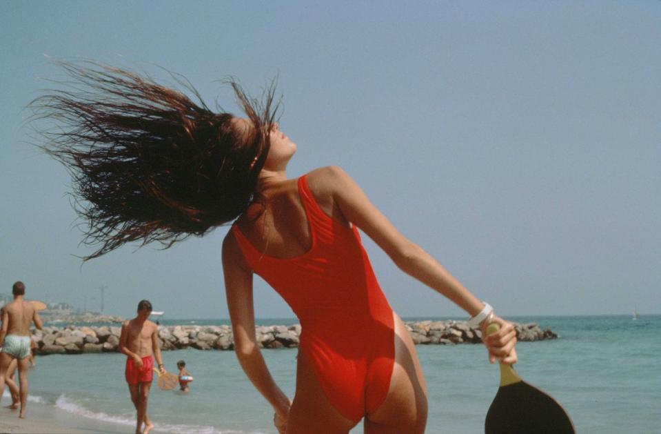 Woman on the beach in Sete, France: 1980