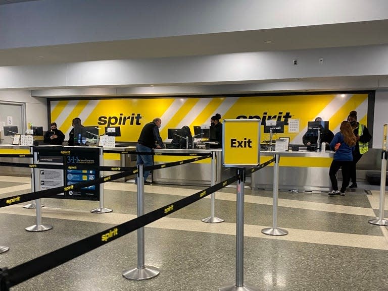 Spirit Airlines counter at Boston airport