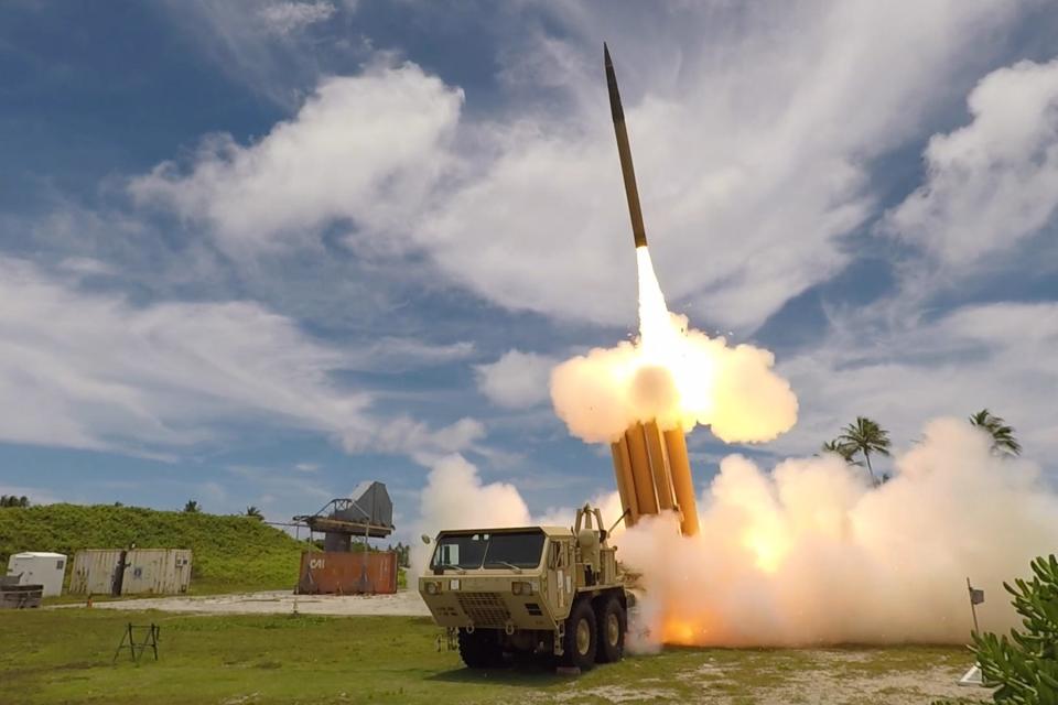 A Terminal High Altitude Area Defense interceptor missile launches during a flight test at the Ronald Reagan Ballistic Missile Defense Test Site in the Marshall Islands, Aug., 30, 2019.