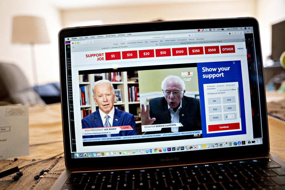 Bernie Sanders, right, and Joe Biden