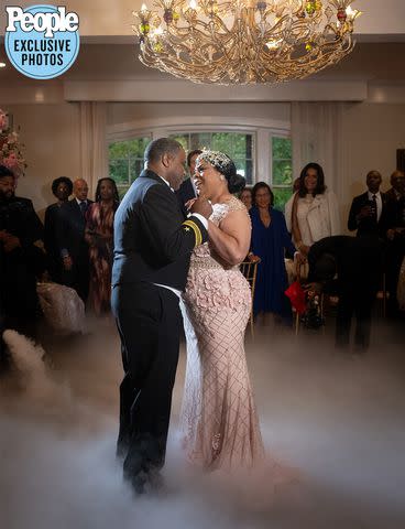 <p>Clapp Studios Photography</p> White House Correspondent April Ryan and husband James Ewing at their wedding at the Carriage House at Gramercy Mansion in Baltimore, MD.