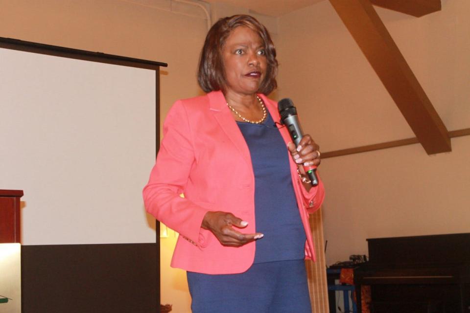 Democratic U.S. Sen. candidate Val Demings of Florida speaks Friday during an event billed as "Get Out the Vote" at the Cotton Club Museum and Cultural Center in southeast Gainesville.