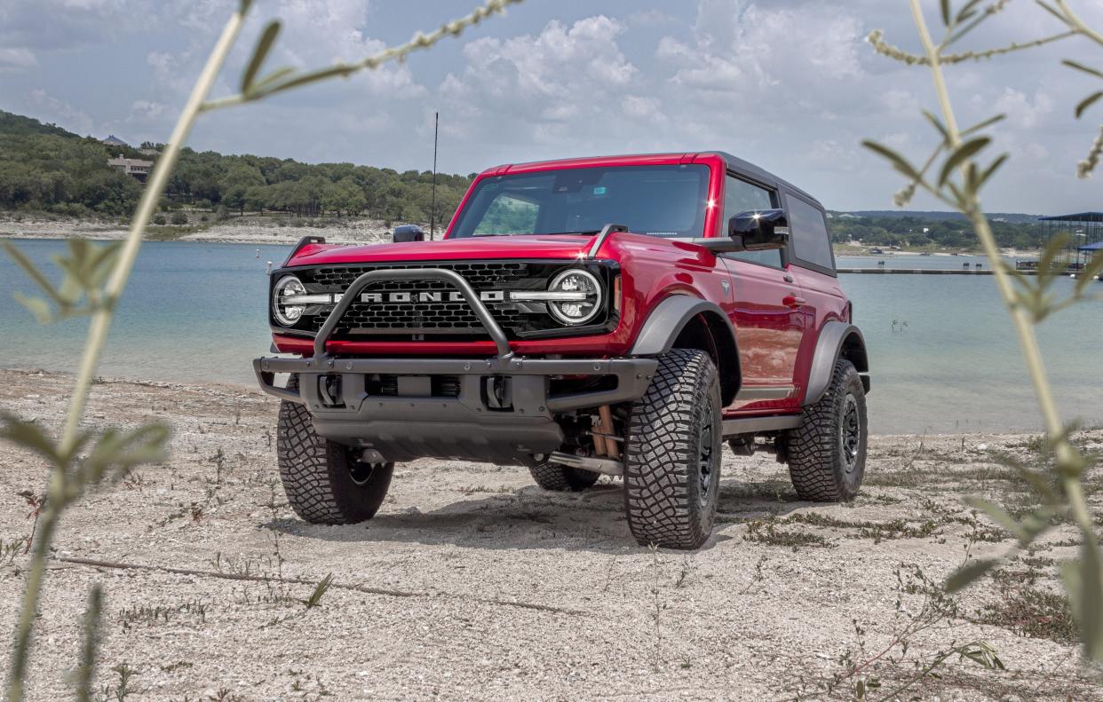 The Ford Bronco near a lake.