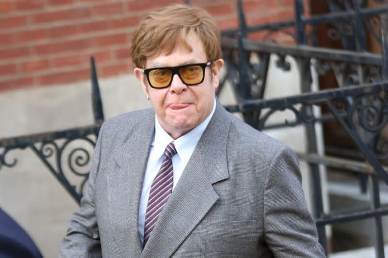 Elton John departs the Royal Courts of Justice in March. File Photo by Hugo Philpott/UPI