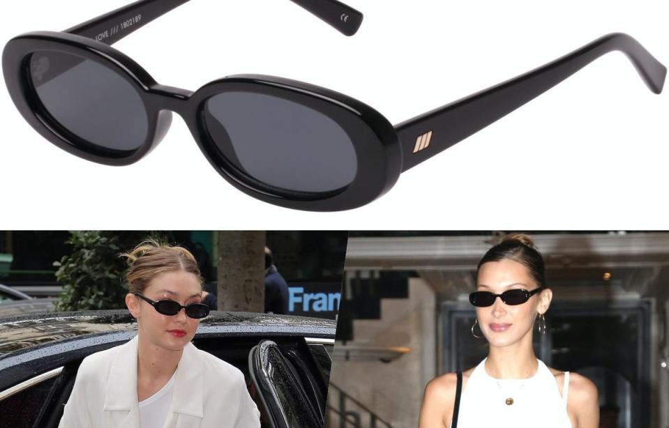 Gigi Hadid、Bella Hadid姊妹愛用的OUTTA LOVE復古橢圓框墨鏡。NT$1,940（藍鐘提供）