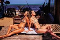 <p>Candice Swanepoel and Doutzen Kroes soak up the sun while on holiday together in Brazil.</p>