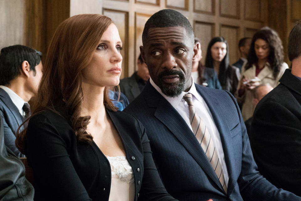 MOLLY’S GAME, from left: Jessica Chastain, Idris Elba, 2017. ph: Michael Gibson /© STX Entertainment /Courtesy Everett Collection