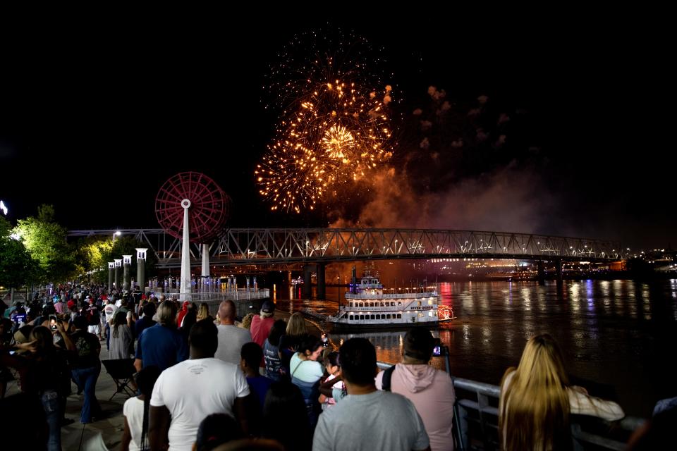 People watch the Western & Southern WEBN fireworks show at Riverfest on Sept. 5, 2021, at Sawyer Point and Yeatman's Cove in Cincinnati. The event always falls on Labor Day weekend, which is meant to honor the American labor movement and modern workers today.