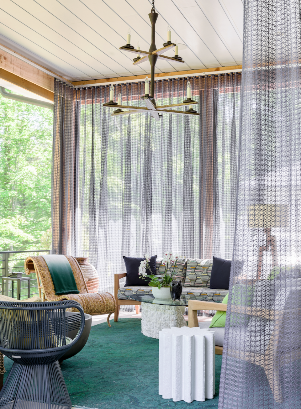 The screened-in porch, designed by Tish Mills Kirk.